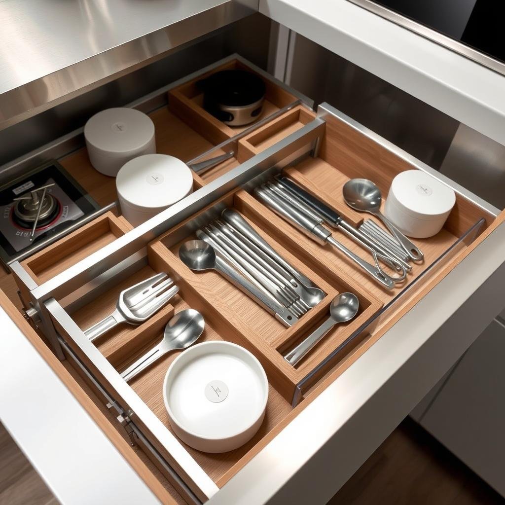 Bulthaup b3 Interior Fitting System with modular aluminum frames and wood inserts