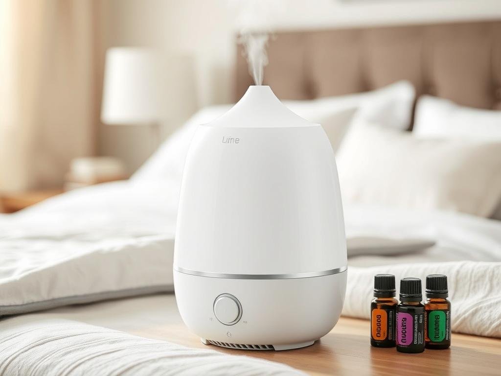 Canopy Humidifier and Diffuser in white with aroma puck visible
