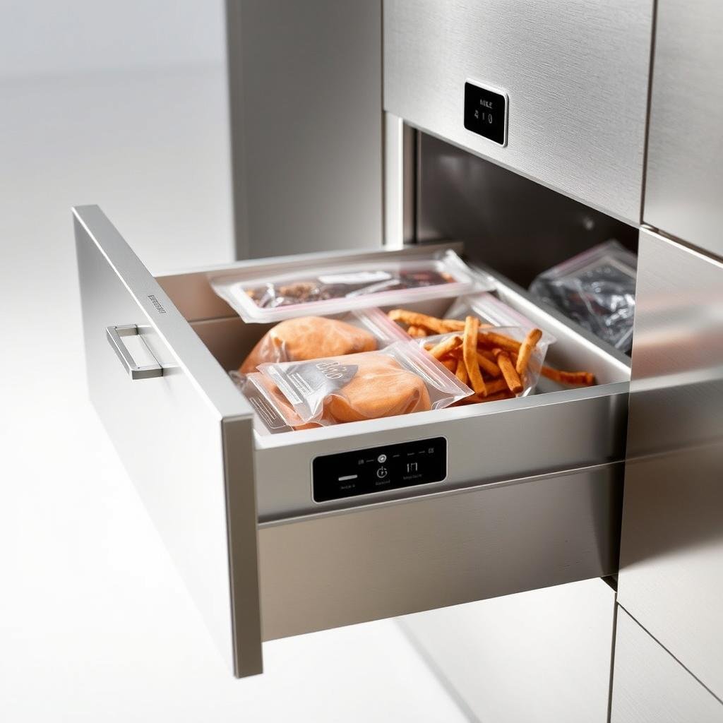 Miele Vacuum-Sealing Drawer with push-to-open mechanism