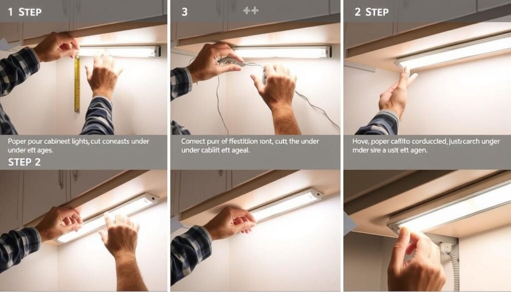 Step-by-step installation of under-cabinet lighting