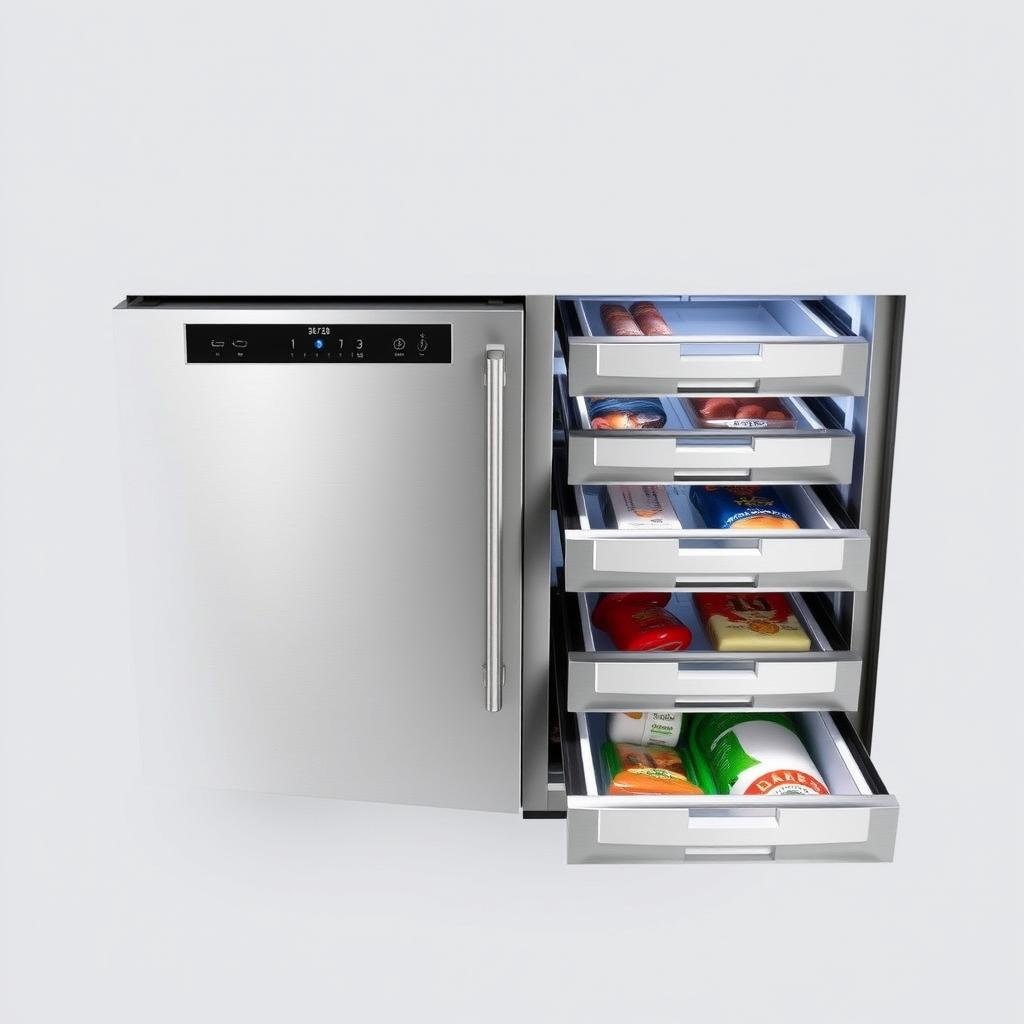 Sub-Zero Integrated Refrigerator Drawers with temperature control and custom panel options
